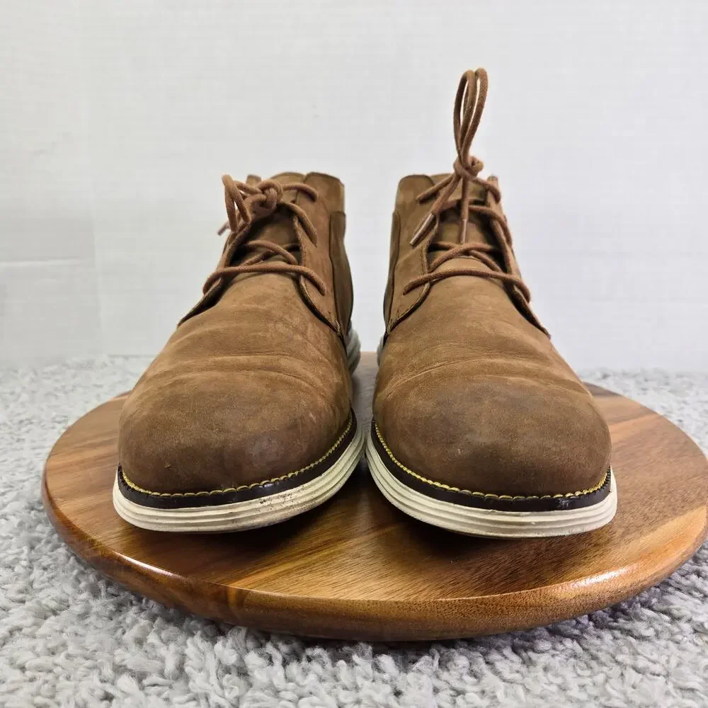Cole Haan Mens 12M OriginalGrand Brown Leather Casual Lifestyle Chukka Boots